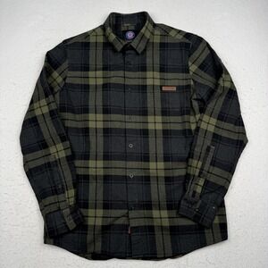 Icewear Shirt Mens Medium Green Plaid Flannel Long Sleeve Button Up Outdoor